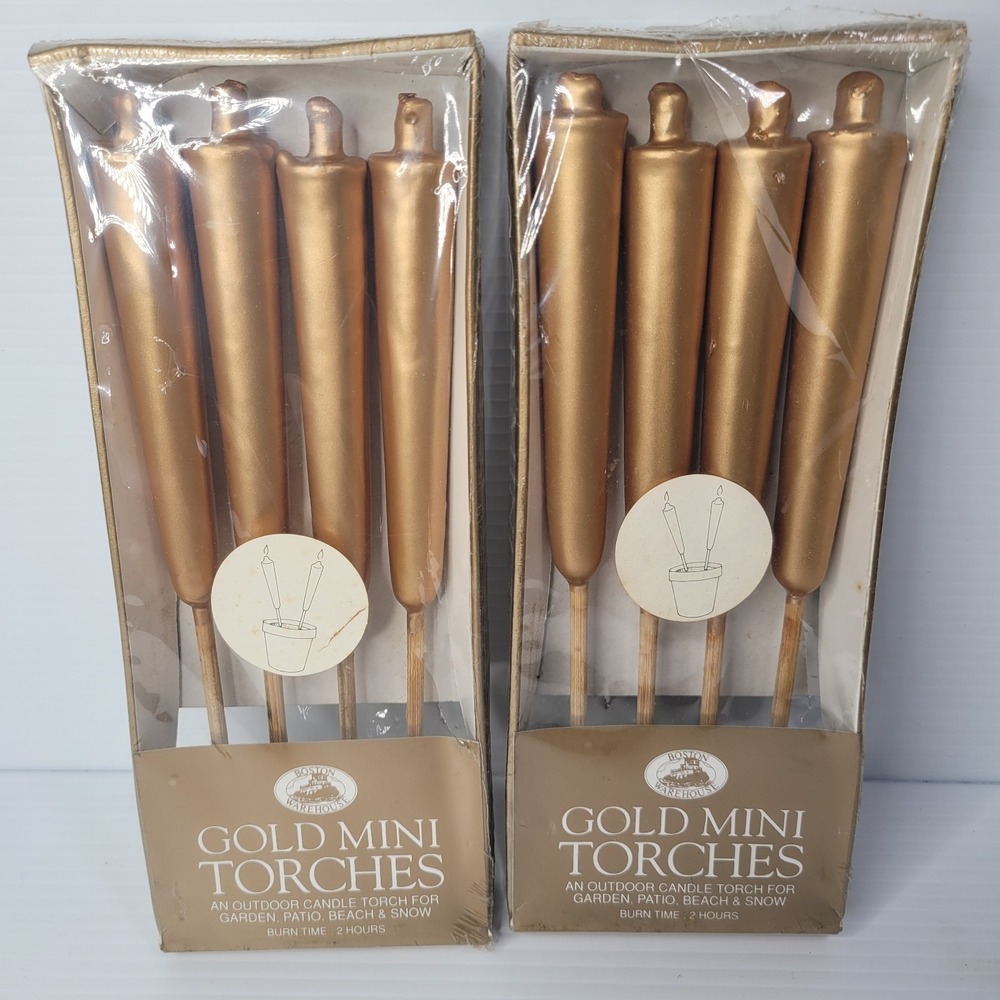 Boston Warehouse Gold Mini Patio Torch Candles Outdoor Torches 2 Sealed Packages
